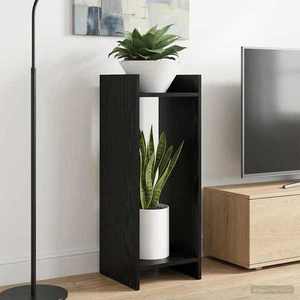 vidaXL Suport pentru plante cu raft Stejar Negru 30 x 30 x 80 cm imagine