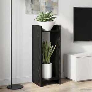 vidaXL Suport pentru plante cu raft 2 pcs Stejar Negru 30 x 30 x 80 cm imagine