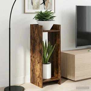 vidaXL Suport pentru plante cu raft Stejar Afumat 30 x 30 x 80 cm imagine