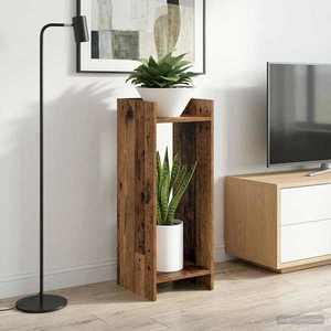 vidaXL Suport pentru plante cu raft 2 pcs Lemn vechi 30 x 30 x 80 cm imagine