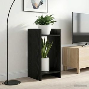 vidaXL Suport pentru plante cu raft Stejar Negru 30 x 30 x 60 cm imagine