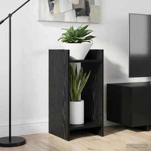 vidaXL Suport pentru plante cu raft Stejar Negru 30 x 30 x 60 cm imagine
