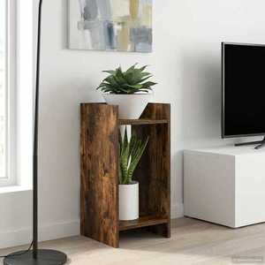 vidaXL Suport pentru plante cu raft Stejar Afumat 30 x 30 x 60 cm imagine