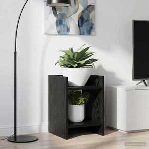 vidaXL Suport pentru plante cu raft Stejar Negru 30 x 30 x 40 cm imagine