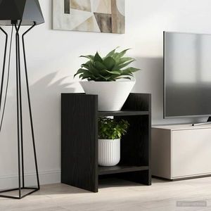 vidaXL Suport pentru plante cu raft 2 pcs Stejar Negru 30 x 30 x 40 cm imagine
