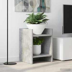 vidaXL Suport pentru plante cu raft 2 pcs Gri Beton 30 x 30 x 40 cm imagine