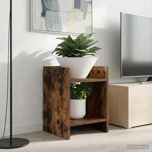 vidaXL Suport pentru plante cu raft Stejar Afumat 30 x 30 x 40 cm imagine