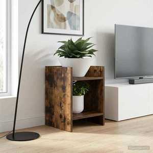 vidaXL Suport pentru plante 2 pcs Stejar Afumat 30 x 30 x 40 cm imagine