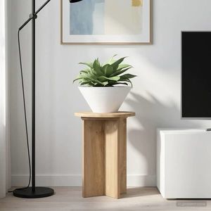vidaXL Suport pentru plante 2 pcs Stejar Artizanal Ø29, 5 x 40 cm imagine