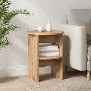 vidaXL Dulap lateral 2 pcs Stejar Artizanal Ø40 x 50 cm Lemn prelucrat imagine
