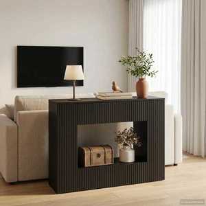 vidaXL Masă de consolă Dungi Negru 101 x 29 x 74 cm Lemn prelucrat imagine