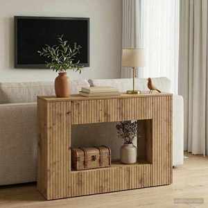 vidaXL Masă de consolă Dungi Stejar Artizanal 101 x 29 x 74 cm imagine