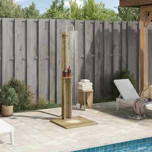 vidaXL Duș exterior natural 75 x 76 x 217 cm Lemn de pin tratat imagine
