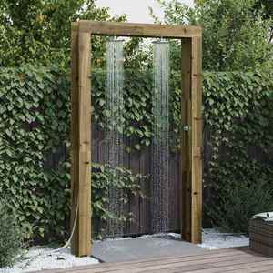 vidaXL Duș exterior natural 137 x 23 x 226 cm Lemn de pin tratat imagine