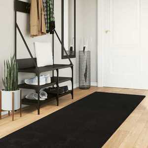 vidaXL Covor moale cu pile medie și spălabil HUARTE Negru 750 x 80 cm imagine