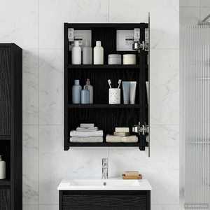 vidaXL Dulap cu oglindă pentru baie Stejar Negru 30 x 10, 5 x 50 cm imagine