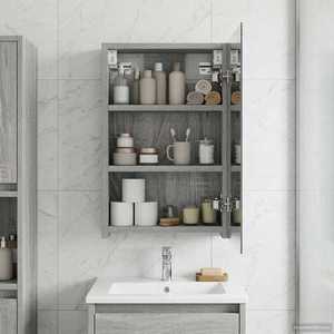 vidaXL Dulap cu oglindă pentru baie Gri Sonoma 30 x 10, 5 x 50 cm imagine