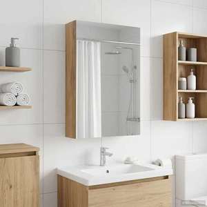 vidaXL Dulap cu oglindă pentru baie Stejar artizanal 30 x 10, 5 x 50 cm imagine