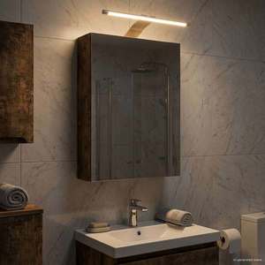 vidaXL Dulap cu oglindă pentru baie Stejar fumuriu 30 x 10, 5 x 50 cm imagine