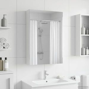 vidaXL Dulap cu oglindă pentru baie cu raft Alb 40 x 10, 5 x 60, 5 cm imagine