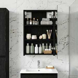 vidaXL Dulap cu oglindă pentru baie Stejar Negru 40 x 10, 5 x 60, 5 cm imagine