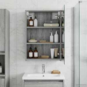 vidaXL Dulap cu oglindă pentru baie Gri Sonoma 40 x 10, 5 x 60, 5 cm imagine