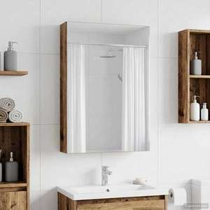 vidaXL Dulap cu oglindă pentru baie Lemn vechi 40 x 10, 5 x 60, 5 cm imagine