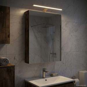 vidaXL Dulap cu oglindă pentru baie Stejar fumuriu 40 x 10, 5 x 60, 5 cm imagine