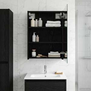 vidaXL Dulap cu oglindă pentru baie Stejar Negru 50 x 14, 5 x 70 cm imagine