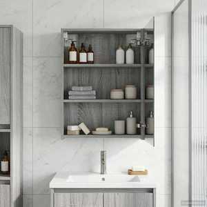 vidaXL Dulap cu oglindă pentru baie Gri Sonoma 50 x 14, 5 x 70 cm imagine