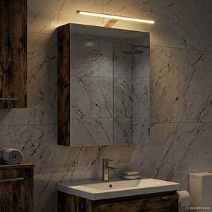 vidaXL Dulap cu oglindă pentru baie Stejar fumuriu 50 x 14, 5 x 70 cm imagine