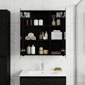 vidaXL Dulap cu oglindă pentru baie Stejar Negru 60 x 14, 5 x 70 cm imagine