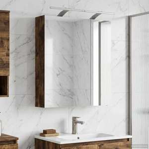 vidaXL Dulap cu oglindă pentru baie Stejar fumuriu 60 x 14, 5 x 70 cm imagine