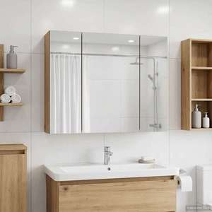 vidaXL Dulap cu oglindă pentru baie Stejar artizanal 60 x 14, 5 x 50 cm imagine