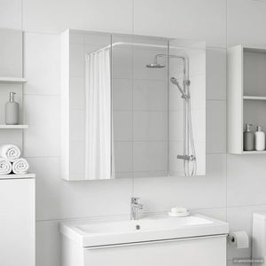 vidaXL Dulap cu oglindă pentru baie Alb 70 x 14, 5 x 70 cm imagine
