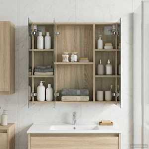 vidaXL Dulap cu oglindă pentru baie Stejar Sonoma 70 x 14, 5 x 70 cm imagine