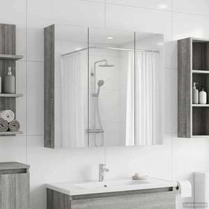 vidaXL Dulap cu oglindă pentru baie Gri Sonoma 70 x 14, 5 x 70 cm imagine