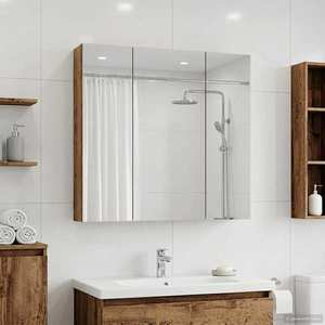 vidaXL Dulap cu oglindă pentru baie Lemn vechi 70 x 14, 5 x 70 cm imagine