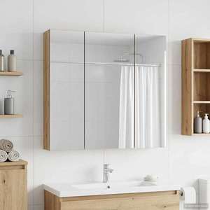 vidaXL Dulap cu oglindă pentru baie Stejar artizanal 70 x 14, 5 x 70 cm imagine