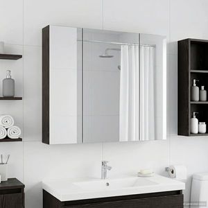 vidaXL Dulap cu oglindă pentru baie Stejar Negru 80 x 14.5 x 70 cm imagine