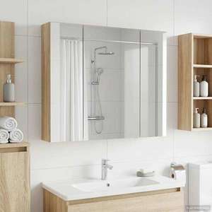 vidaXL Dulap cu oglindă pentru baie Stejar Sonoma 80 x 14.5 x 70 cm imagine