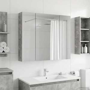 vidaXL Dulap cu oglindă pentru baie Gri din beton 80 x 14.5 x 70 cm imagine