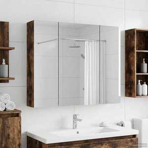 vidaXL Dulap cu oglindă pentru baie Stejar fumuriu 80 x 14.5 x 70 cm imagine