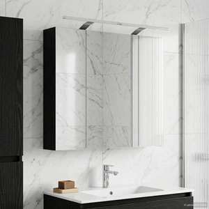 vidaXL Dulap cu oglindă pentru baie Stejar Negru 80 x 14.5 x 70 cm imagine