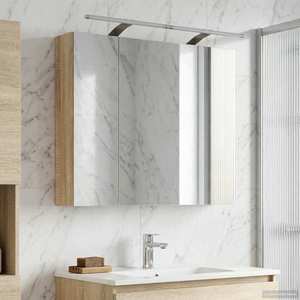 vidaXL Dulap cu oglindă pentru baie Stejar Sonoma 80 x 14.5 x 70 cm imagine