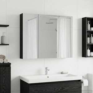 vidaXL Dulap cu oglindă pentru baie Stejar Negru 100 x 14, 5 x 70 cm imagine