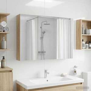 vidaXL Dulap cu oglindă pentru baie Stejar Sonoma 100 x 14, 5 x 70 cm imagine