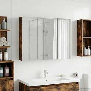 vidaXL Dulap cu oglindă pentru baie Stejar fumuriu 100 x 14, 5 x 70 cm imagine
