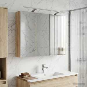 vidaXL Dulap cu oglindă pentru baie Stejar Sonoma 100 x 14, 5 x 70 cm imagine