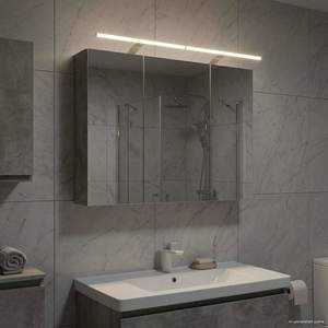 vidaXL Dulap cu oglindă pentru baie Gri din beton 100 x 14, 5 x 70 cm imagine